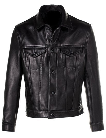 Men's Naked Cowhide Jean Style Jacket