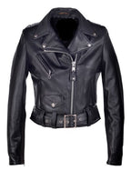 Women's Cropped in Lambskin Leather Jacket
