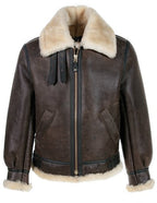 Men's Classic B-3 Sheepskin Leather Bomber Jacket
