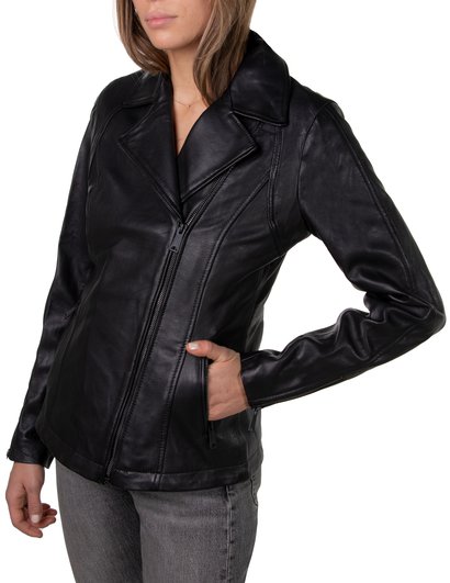 Women's Long Lambskin Moto Jacket