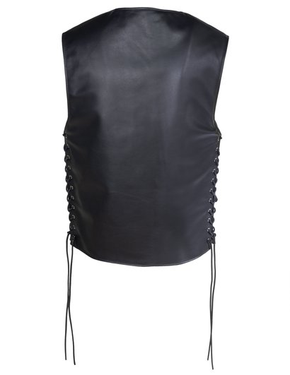 Men's Genuine Pebbled Cowhide Biker Vest