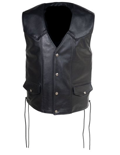 Men's Genuine Pebbled Cowhide Biker Vest