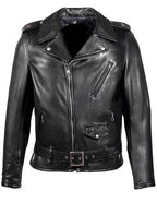 Men's Waxy Natural Cowhide 50's Motorcycle Leather Jacket