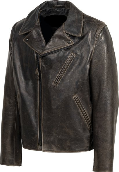 Men's Waxy Pullup Cowhide Clean Motorcycle Jacket