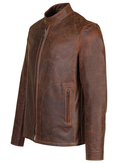 Men's Unlined Cowhide Cafe Racer Jacket
