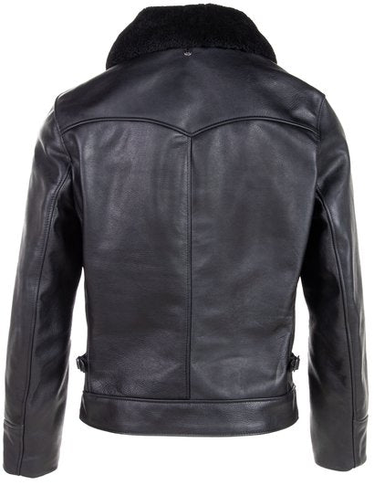 Antique Cowhide Rancher Jacket with Sheepskin Collar