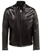 Men's Classic Racer Black Leather Motorcycle Jacket in Horsehide