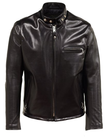 Men's Classic Racer Black Leather Motorcycle Jacket in Horsehide