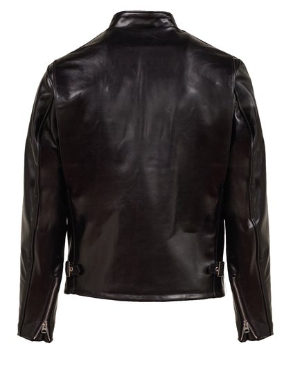 Men's Classic Racer Black Leather Motorcycle Jacket in Horsehide