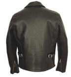 Men's Classic Horsehide Black Racer Motorcycle Leather Jacket with Spread Collar