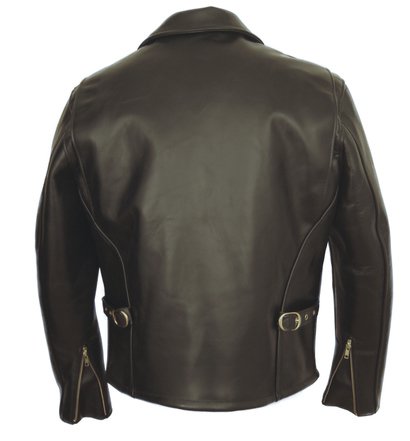 Men's Classic Horsehide Black Racer Motorcycle Leather Jacket with Spread Collar