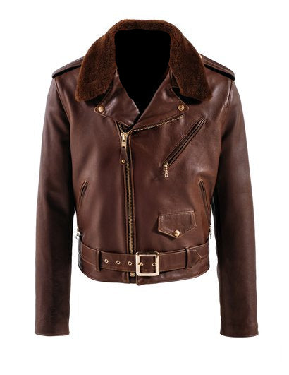 Men's Horsehide Motorcycle Jacket with Detachable Collar